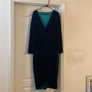 Shein Emerald Green Velour/ Velvet Long Sleeve Holiday Dress